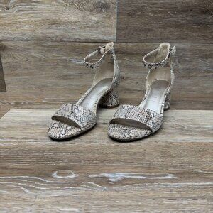Anne Klein West Snakeskin Ankle Strap Heeled Sandals Women's Size 8
